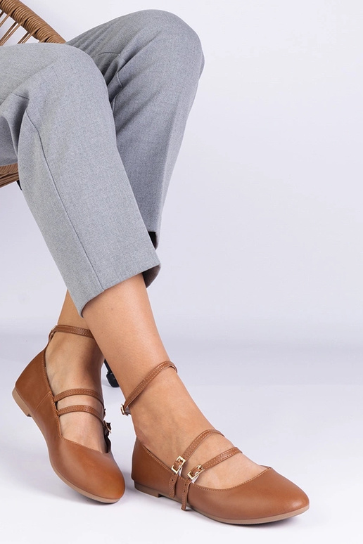 Braune Ballerinas aus Kunstleder mit...