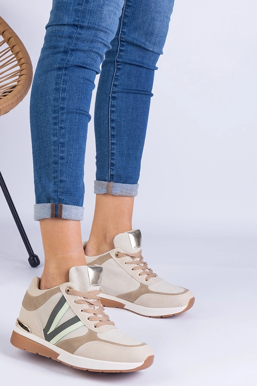 Beige Damen-Sneaker mit verstecktem...