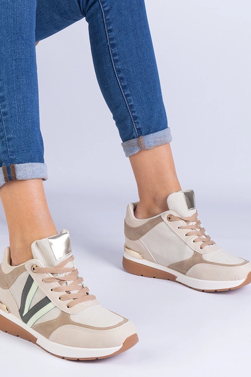 Beige Damen-Sneaker mit verstecktem...
