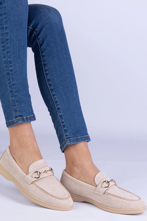 Beige Kunstwildleder durchbrochene... Beige Kunstwildleder durchbrochene...