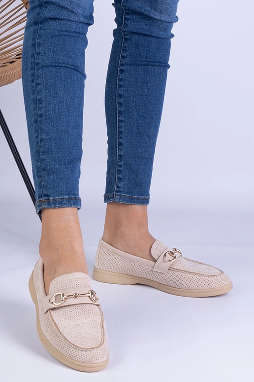 Beige Kunstwildleder durchbrochene... Beige Kunstwildleder durchbrochene...