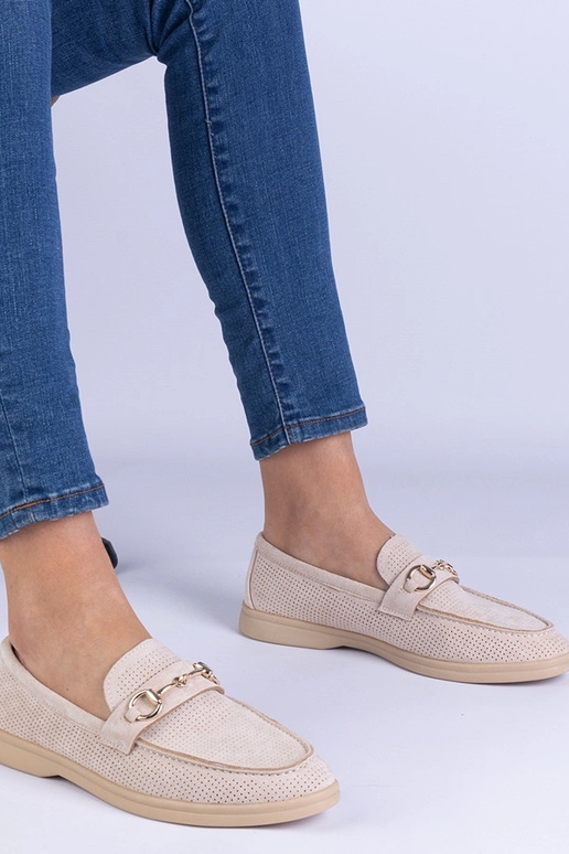 Beige Kunstwildleder durchbrochene... Beige Kunstwildleder durchbrochene...