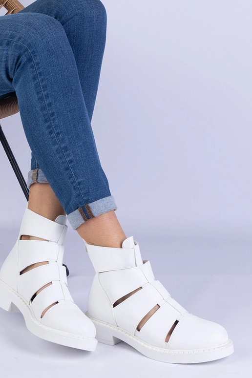 Weiße Stiefeletten aus Ökoleder mit...