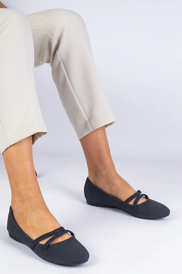 Schwarze Damenballerinas aus mattem Ökoleder Baronna 2