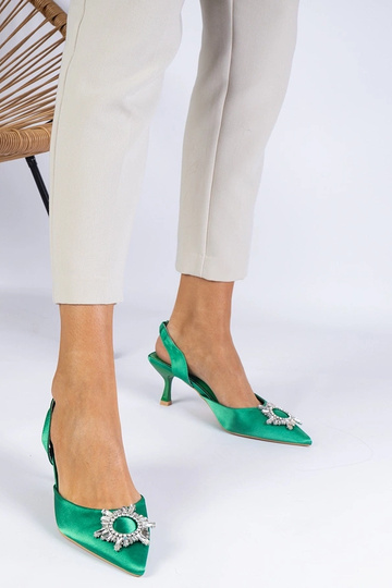 Grüne Satinpumps mit... 2
