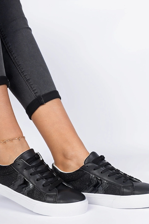 Schwarze Sneakers mit Tiermotiv und...