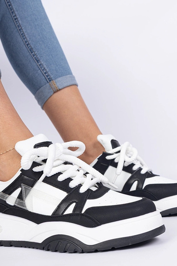 Czarno-weiße Sneakers mit dicken Schnürsenkeln Luciana 2