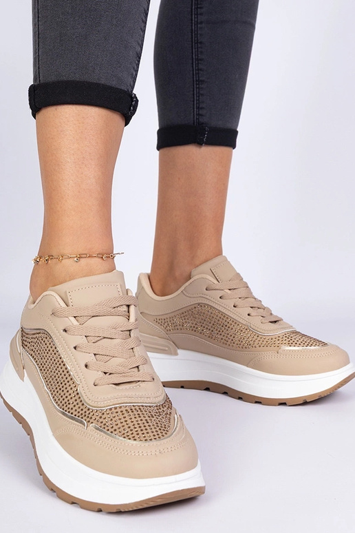 Braune Damen-Sneakers mit Zirkonia Fucco