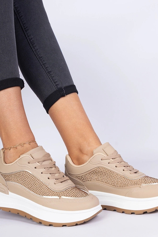Braune Damen-Sneakers mit Zirkonia Fucco