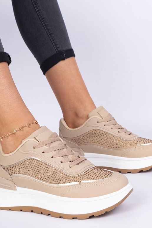 Braune Damen-Sneakers mit Zirkonia Fucco