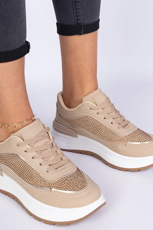 Braune Damen-Sneakers mit Zirkonia Fucco