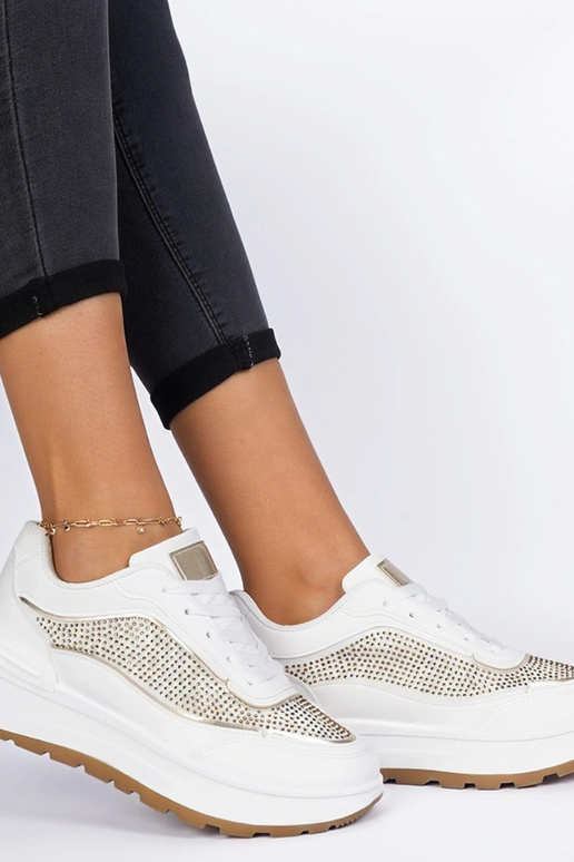 Weiße Damen-Sneakers mit Zirkonia Fucco