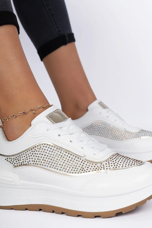 Weiße Damen-Sneakers mit Zirkonia Fucco