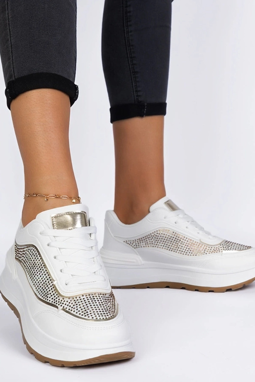 Weiße Damen-Sneakers mit Zirkonia Fucco