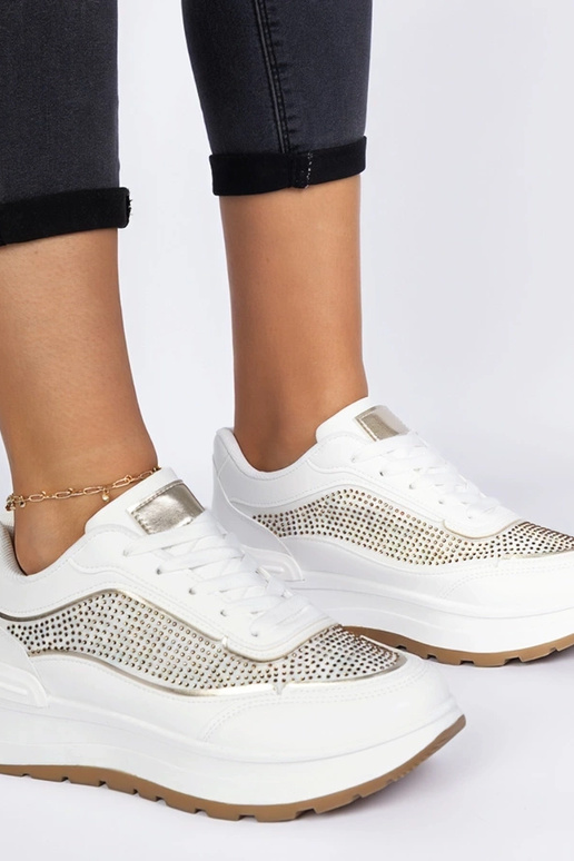 Weiße Damen-Sneakers mit Zirkonia Fucco