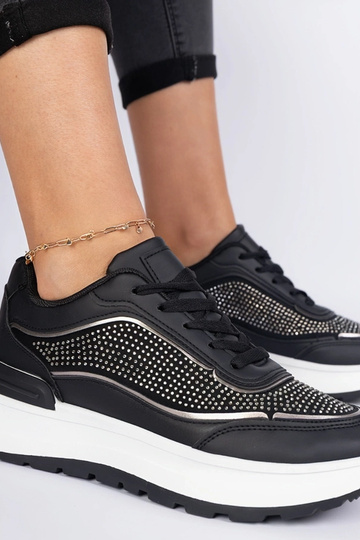 Schwarze Damen-Sneakers mit Zirkonia Fucco