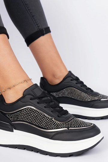 Schwarze Damen-Sneakers mit Zirkonia Fucco 2