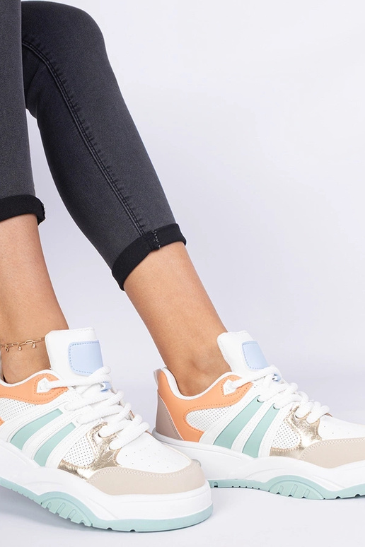 Orange Damen-Sneakers mit massiver...