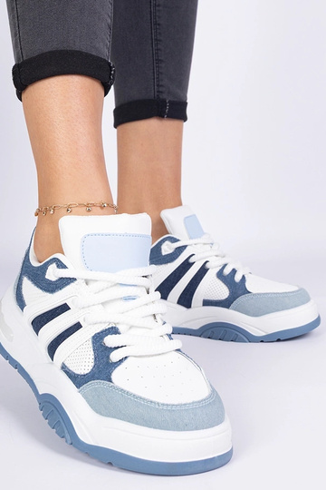 Blaue Damen-Sneakers mit massiver Schnürung Bartella