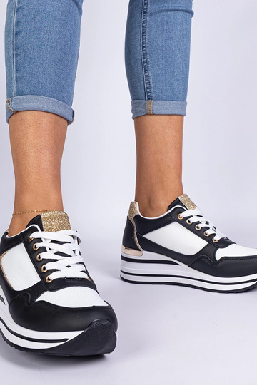 Schwarze Sneakers mit Glitzer und metallischem Einsatz Olaria