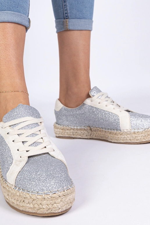 Silberne Damen-Espadrilles mit...