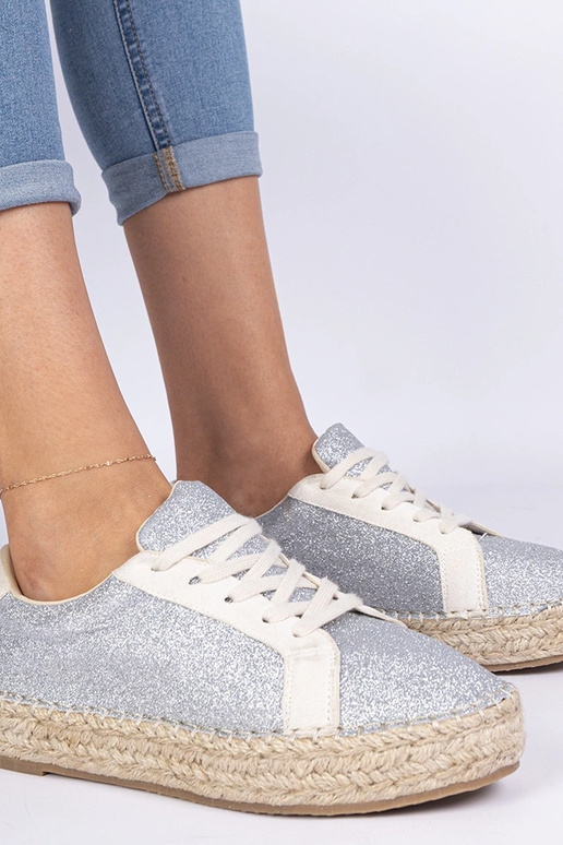 Silberne Damen-Espadrilles mit...