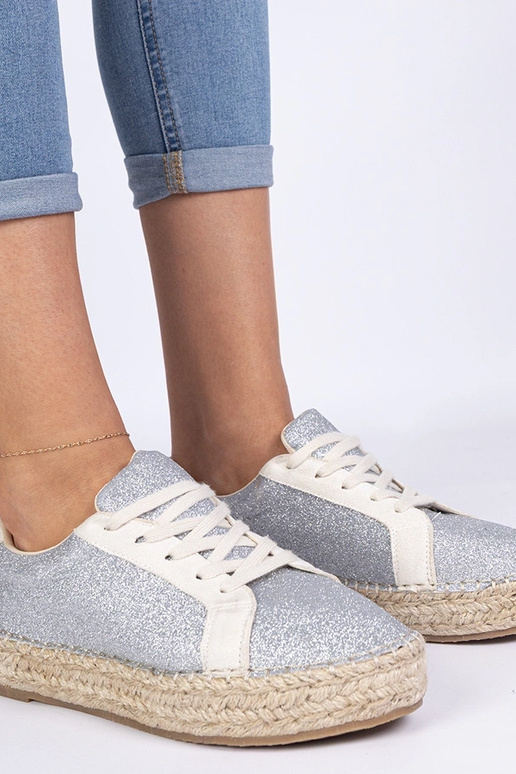 Silberne Damen-Espadrilles mit...