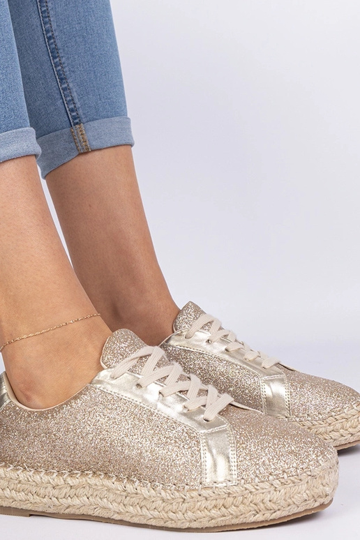 Goldene Damen-Espadrilles mit Glitzer... Goldene Damen-Espadrilles mit Glitzer...