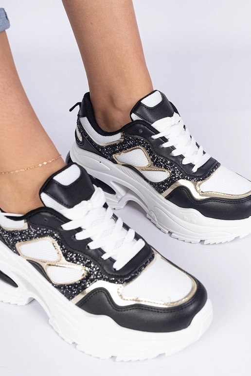 Schwarze Damen-Sneakers mit Glitzer...