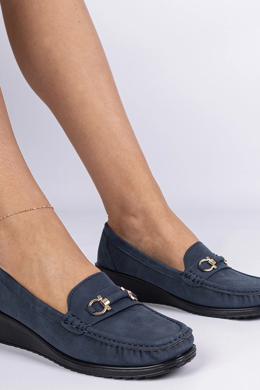 Dunkelblaue Damenmokassins mit... Dunkelblaue Damenmokassins mit...