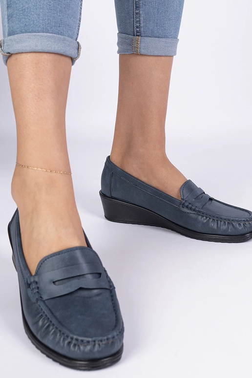 Blaue Mokassins für Damen mit...