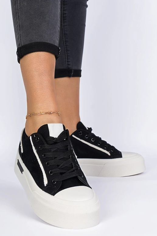 Schwarze Damendoppschuhe aus Stoff...