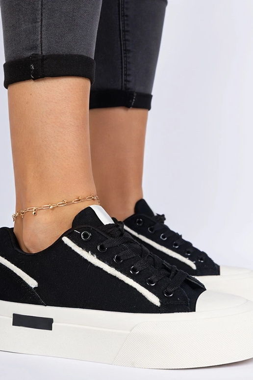 Schwarze Damendoppschuhe aus Stoff...