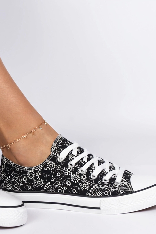 Schwarze Damen-Stoffschuhe im...