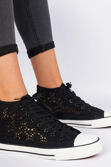 Lesli schwarze Damen-Sneaker mit Lochmuster