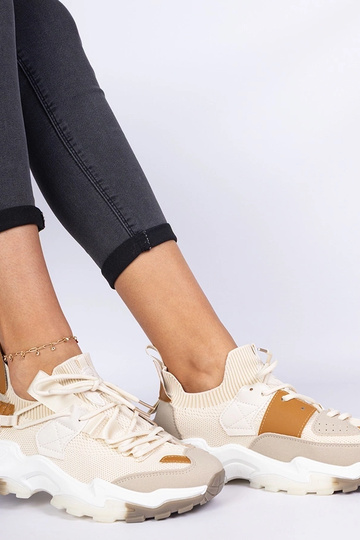 Milada beige Sneakers für Damen mit Sockenschaft
