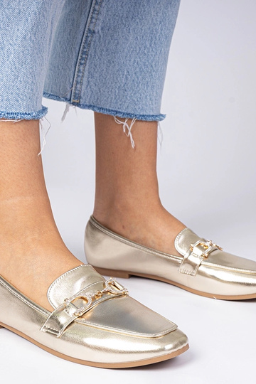 Goldene elegante Mokassins mit Zirkonia Banzao 2