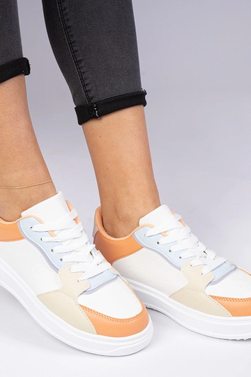 Weiß-orange Sportschuhe aus Kunstleder Lavilia 2