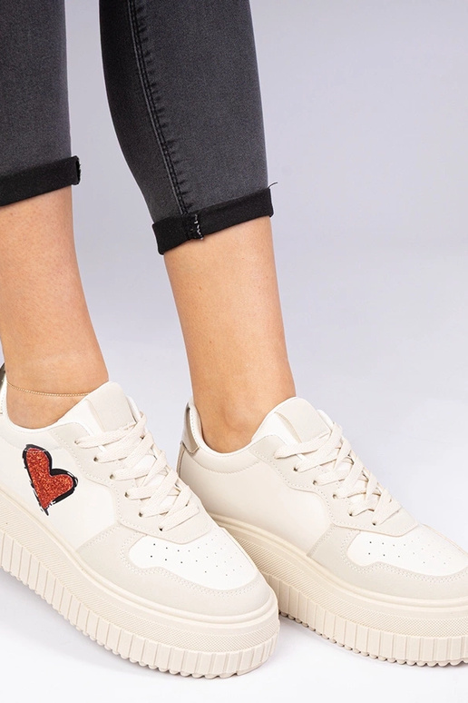 Beige Damen Sneakers mit glitzerndem... Beige Damen Sneakers mit glitzerndem...