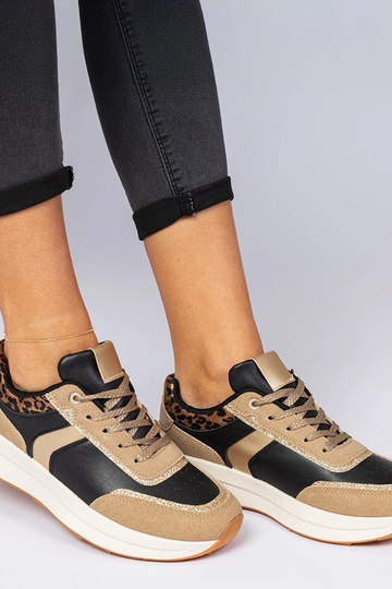 Schwarze Damen Sneakers mit Glitzer und tierischem Muster Markuta 2