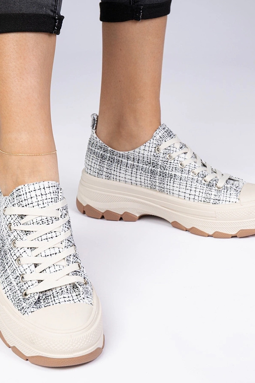 Weiß-schwarze Sneakers mit dicker...