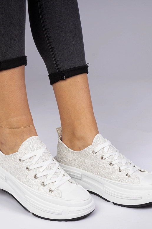 Weiße Damen-Sneakers mit Spitze Katerin