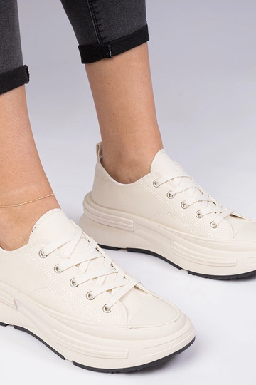 Beige Damen-Sneakers aus Stoff Katerin