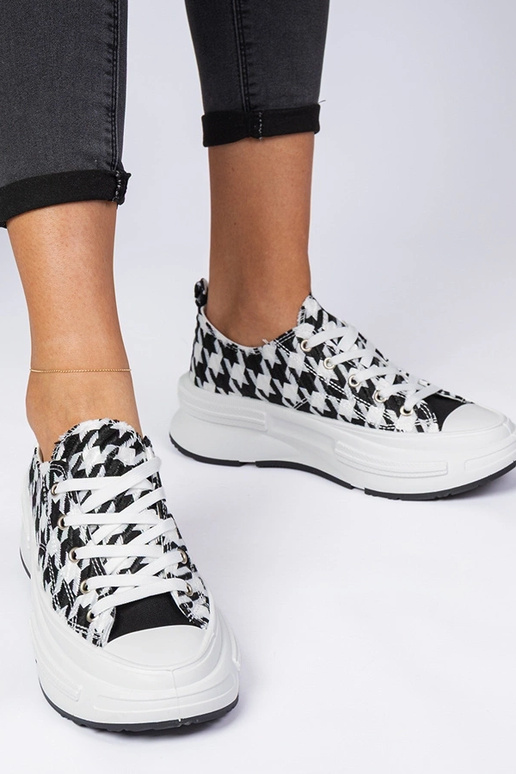 Weiß-schwarze Damen-Sneakers aus...