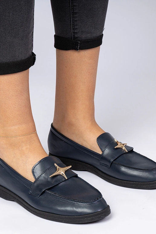 Dunkelblaue Damenmokassins mit... Dunkelblaue Damenmokassins mit...