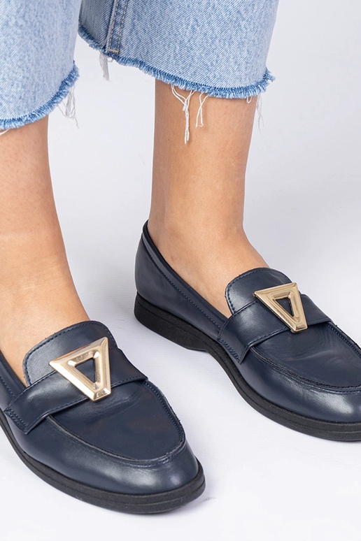 Dunkelblaue Damenmokassins mit... Dunkelblaue Damenmokassins mit...