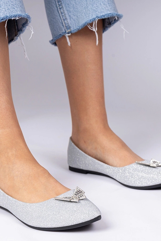 Silberne Damenbalerinas mit Glitzer...