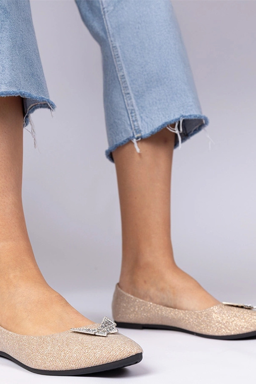 Champagnerfarbene Damenbalerinas mit...