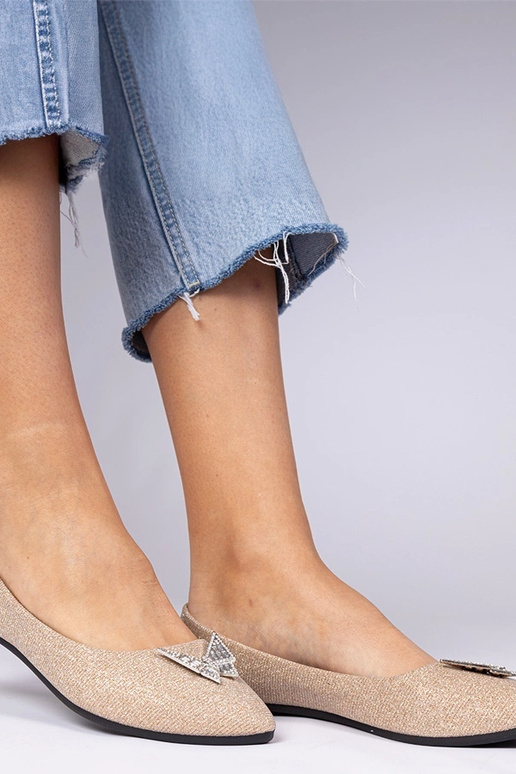 Champagnerfarbene Damenbalerinas mit...