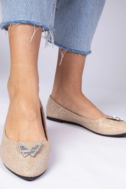 Champagnerfarbene Damenbalerinas mit...